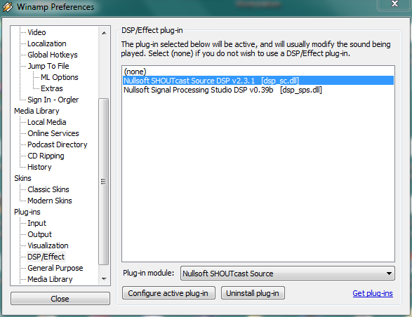 shoutcast dsp plugin for winamp 2.1.3